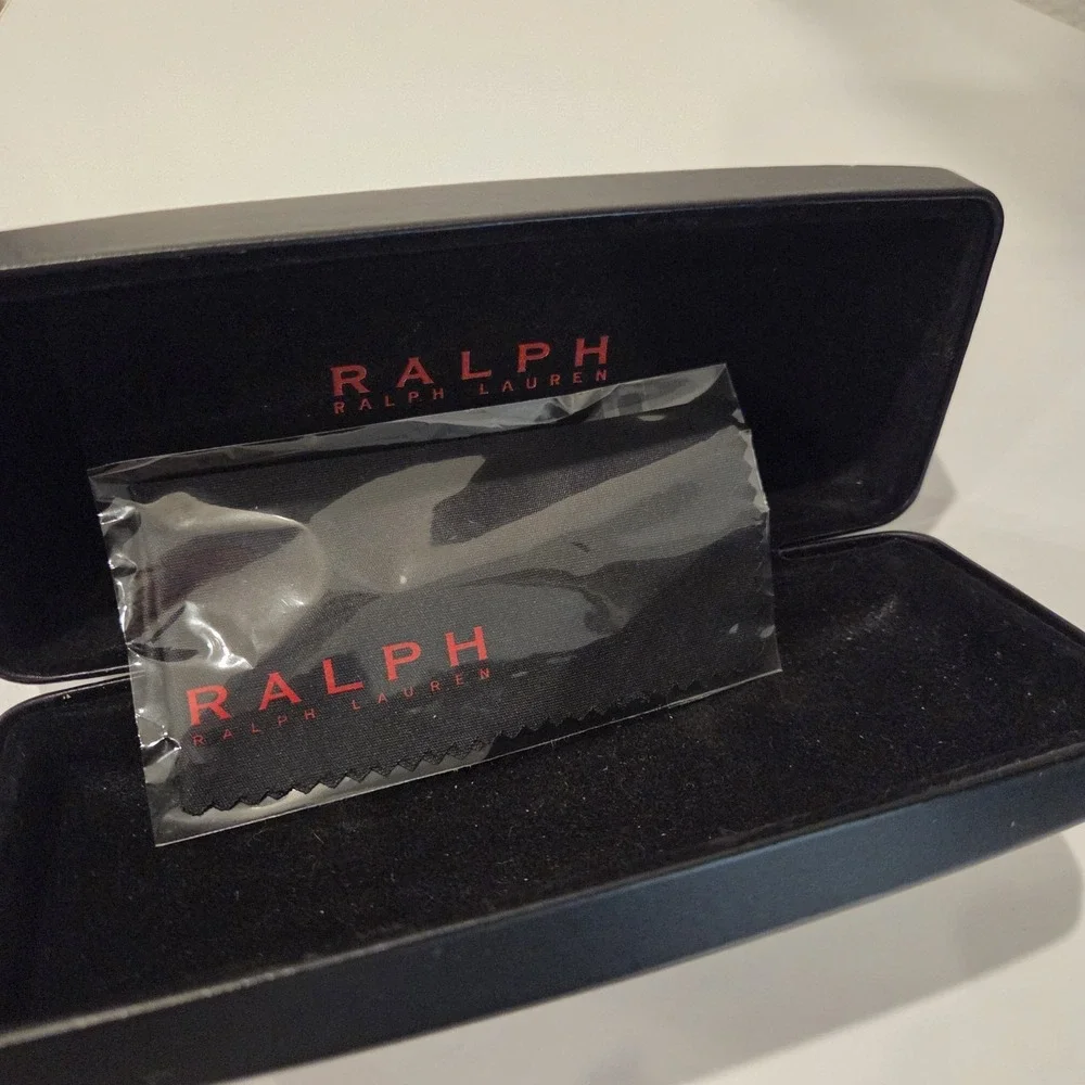 RALPH LAUREN BLACK AUTHENTIC EYEGLASSES SUNGLASSES HARD CLAM SHELL CASE + CLOTH